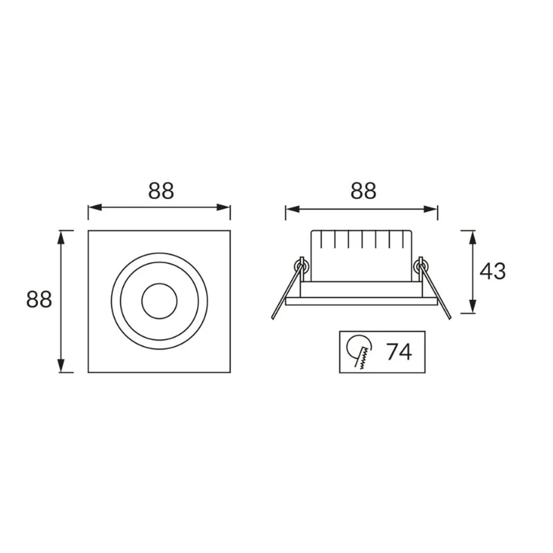 Spot LED Encastrable Orientable 5W Carré Noir SMD