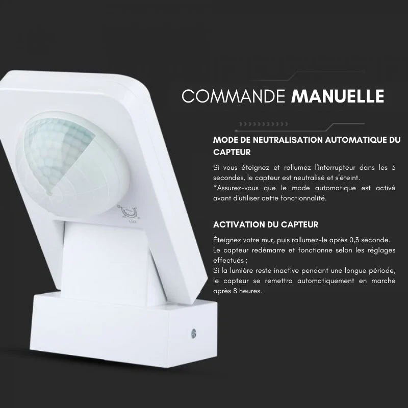 Détecteur de Mouvement Infrarouge Orientable IP65 Blanc