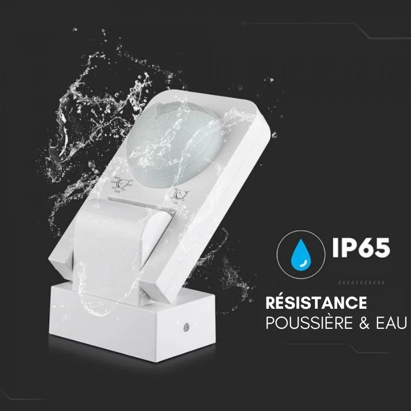 Détecteur de Mouvement Infrarouge Orientable IP65 Blanc