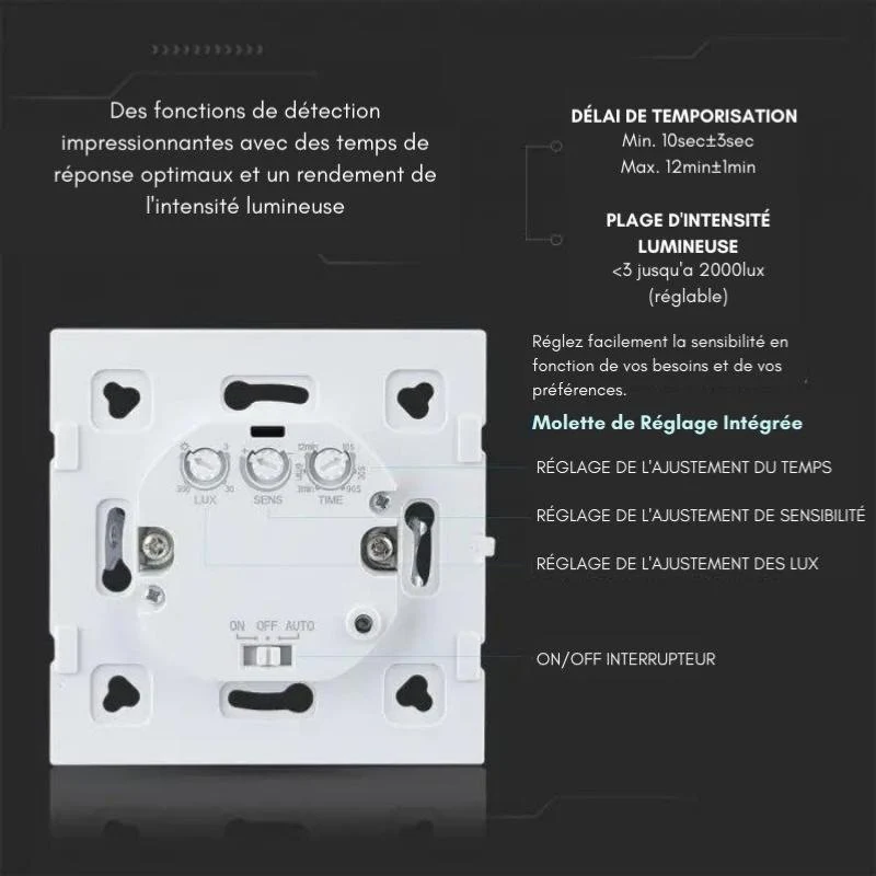 Détecteur de Mouvement Micro Ondes Encastrable Blanc
