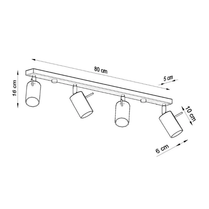 Plafonnier Spot Orientable Inox pour 4 Ampoules GU10