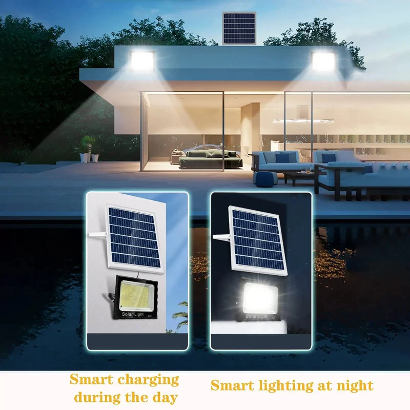 Heavy Duty Solar Flood Light With Motion Detection And Rugged Ip65 Waterproof Housing For Yard Protection, Top Shelf Led Chips Draw Sunlight Quick To Pump Out Bright Illumination All Night Long