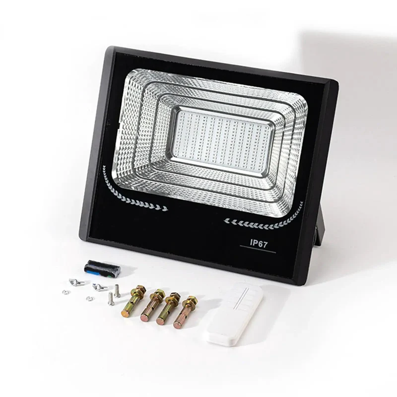 Outdoor Solar Flood Light With Remote Control And Dusk To Dawn Sensor Waterproof Security Spotlight Built Tough For Yards And Patios No Sweat Setup Screams Bright All Night Long
