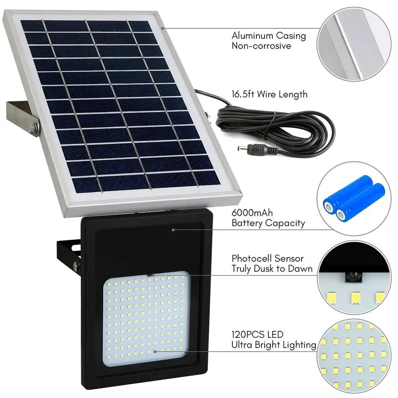 Kicking Out 120 LED Solar Flood Light With Wireless Remote Click Dimmers Heavy Duty Aluminum Shell And Wildly Weatherproof Build For Driveways Fences Yards With Serious All Night Juice Reserve