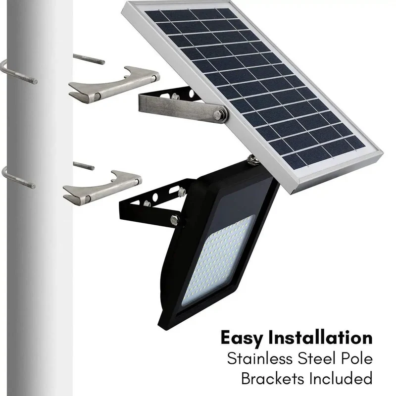 Kicking Out 120 LED Solar Flood Light With Wireless Remote Click Dimmers Heavy Duty Aluminum Shell And Wildly Weatherproof Build For Driveways Fences Yards With Serious All Night Juice Reserve