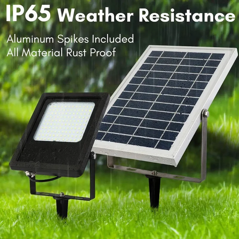 Kicking Out 120 LED Solar Flood Light With Wireless Remote Click Dimmers Heavy Duty Aluminum Shell And Wildly Weatherproof Build For Driveways Fences Yards With Serious All Night Juice Reserve