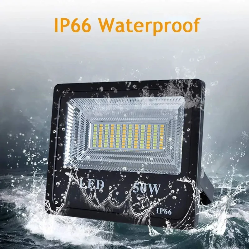 Real Deal Solar Flood Lights With Remote Control, 50W Led Outdoor Security Lighting, Rock Solid IP66 Waterproof Construction Providing Dual Color Temperature Settings For Yard And Driveway