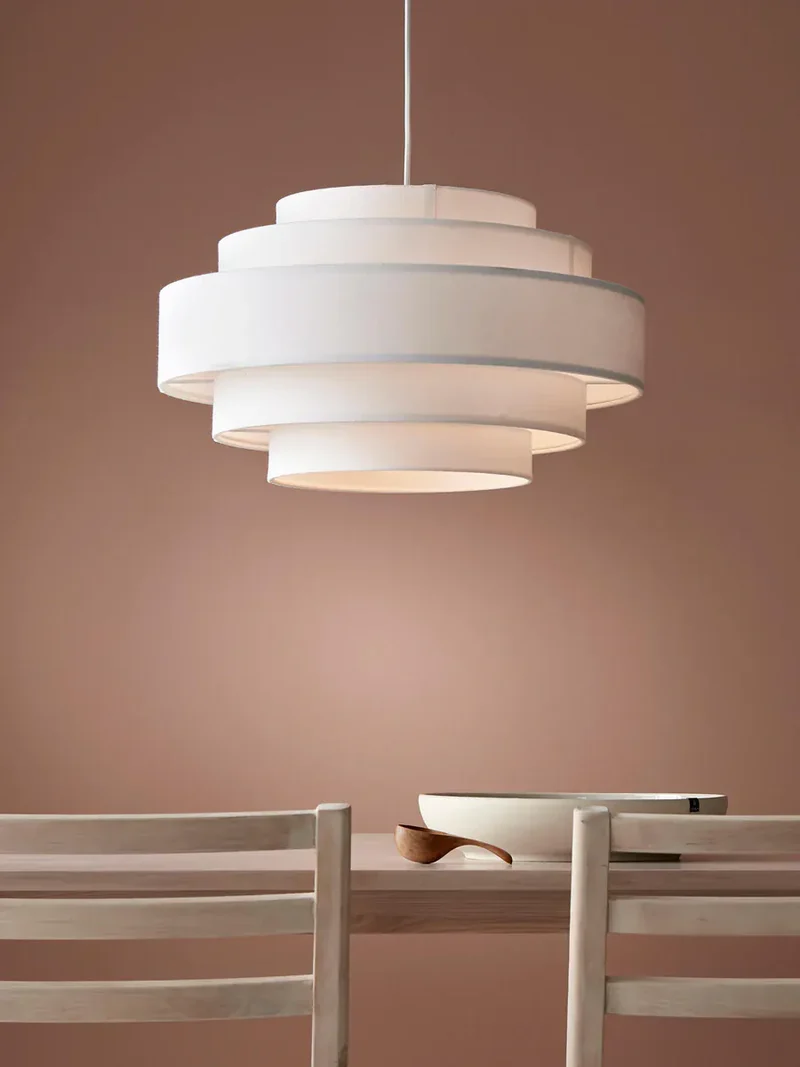 Suspension luminaire blanc tissu