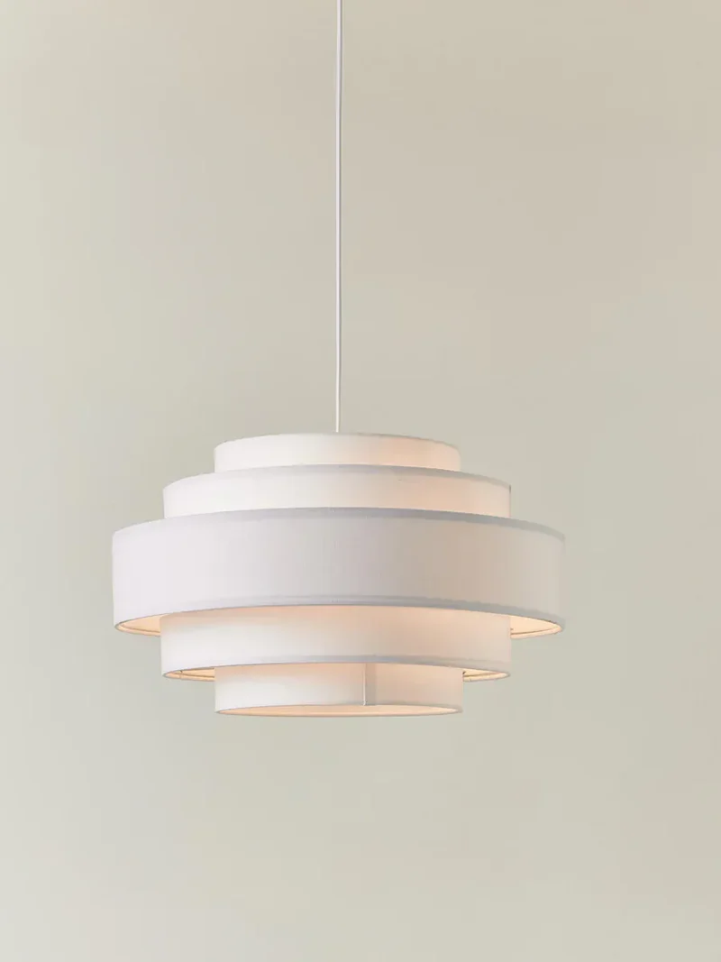 Suspension luminaire blanc tissu