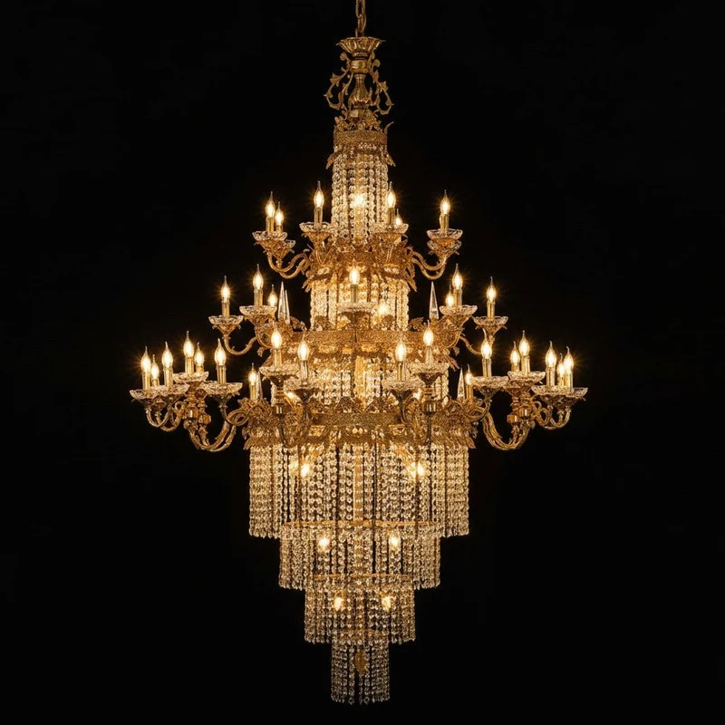 Grand chandelier laiton ornements