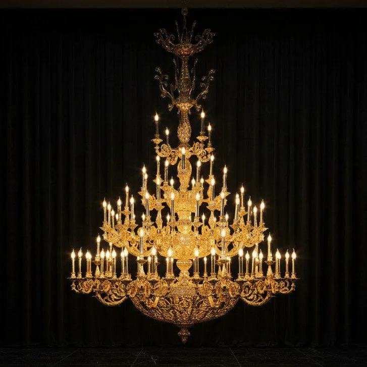 Chandelier baroque de luxe en laiton