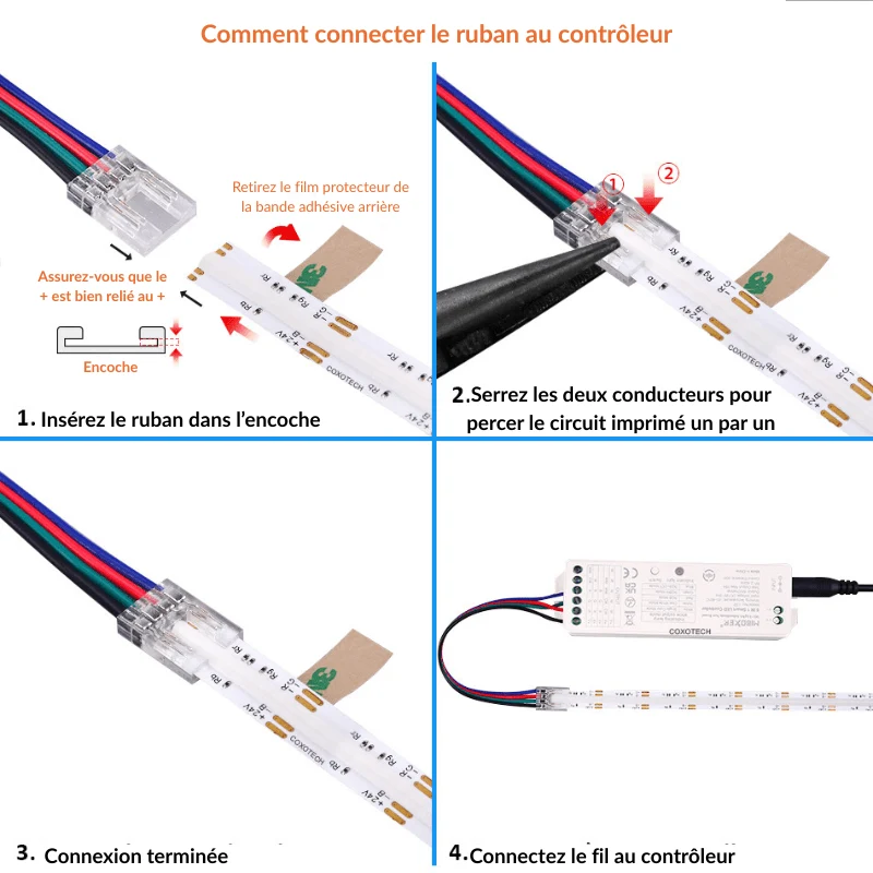 Connecteur Simple Pour Ruban COB RGB 10 mm