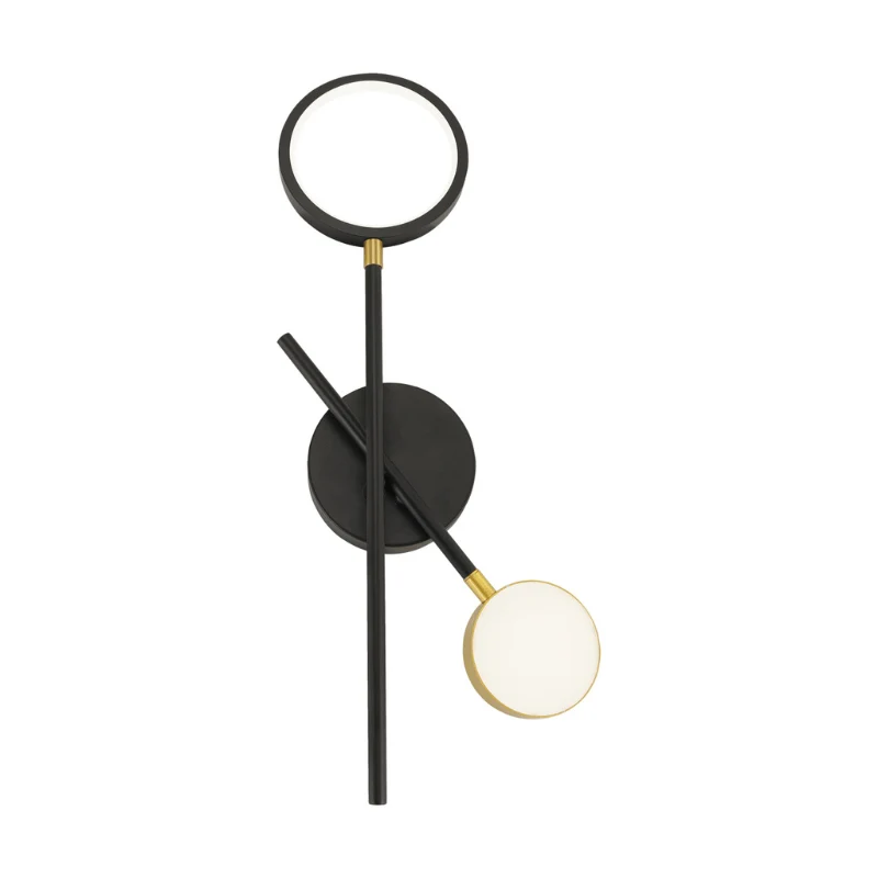 Lampe Murale Moderne Noire et Or 10W - Deux Bras Lumineux
