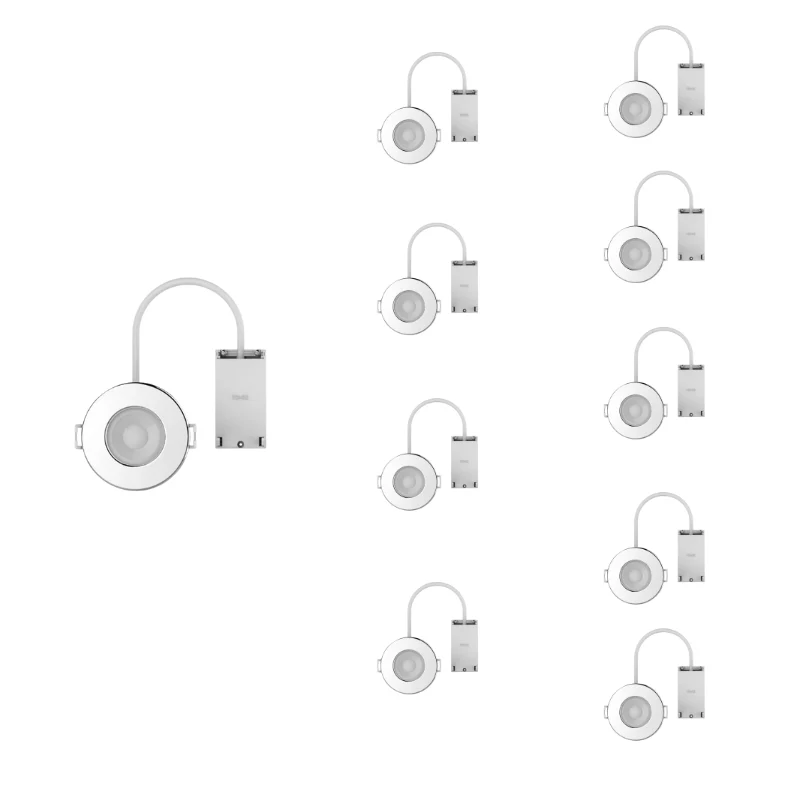 Spot LED Encastrable 6W IP65 Dimmable CCT Alu pour Salle de Bain - 3000K/4000K/6500K - Pack de 10