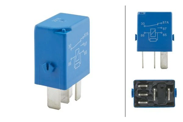 Relais micro inverseur Hella 12 V 5 broches avec résistance / 35 A