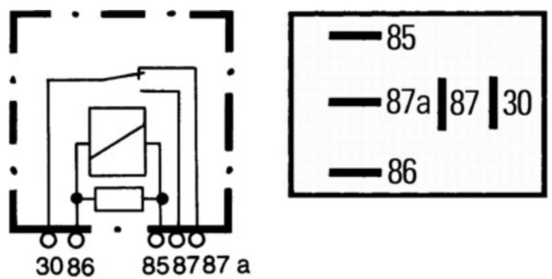 Relais micro inverseur Hella 12 V 5 broches avec résistance / 35 A