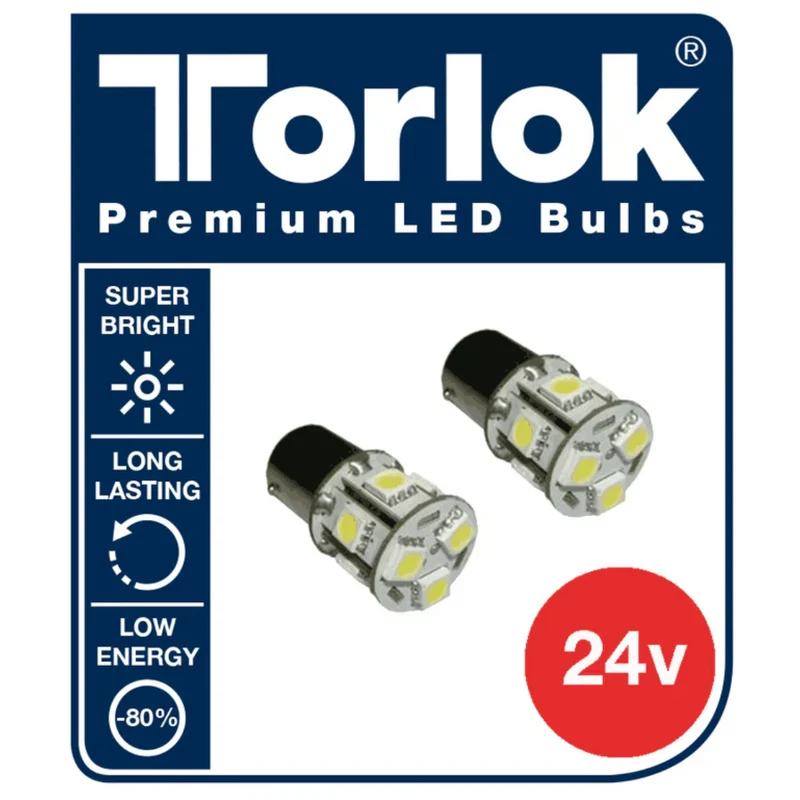 Ampoules d'arrêt et de queue LED blanches 24 V BAY15D / Paquet de 2