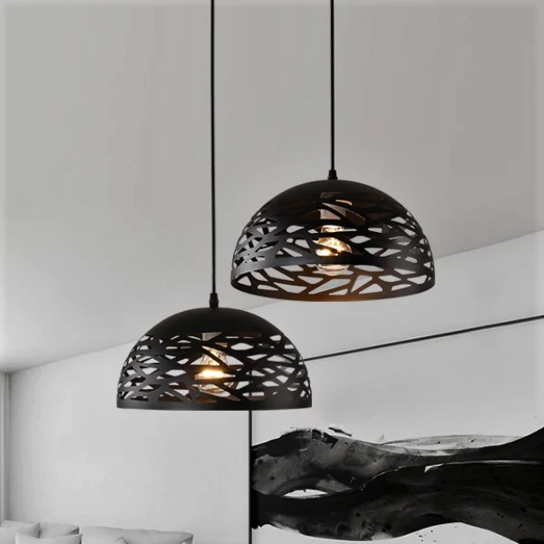 Suspension Industrielle En Métal Noir 118 cm