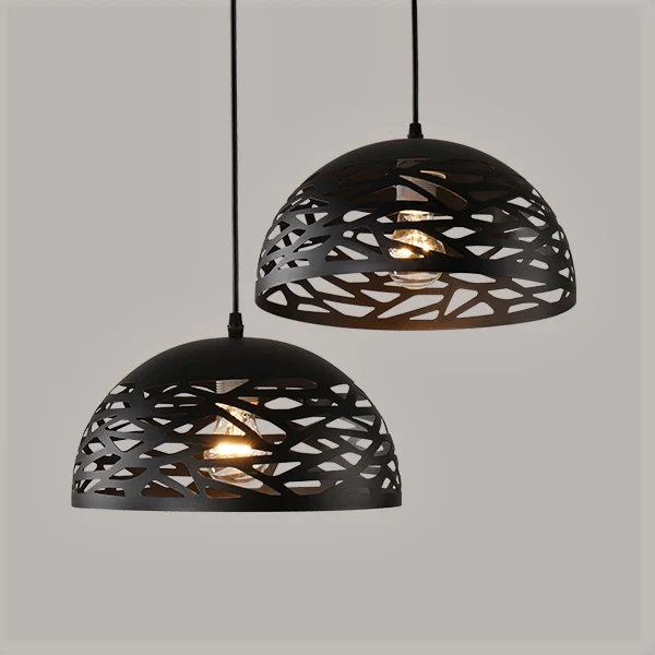 Suspension Industrielle En Métal Noir 118 cm
