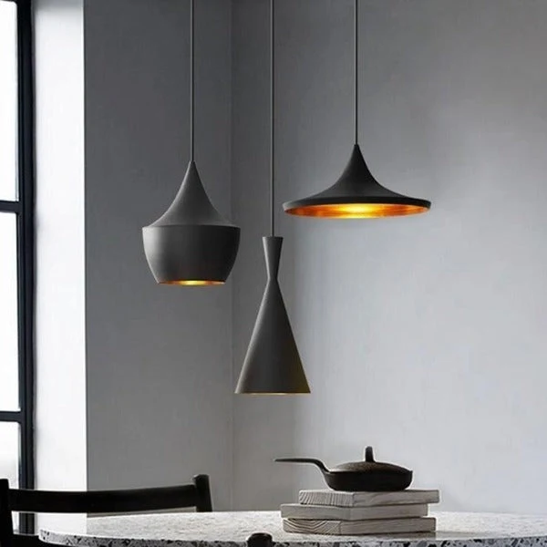 Suspension Industrielle Noire 3 Lampes