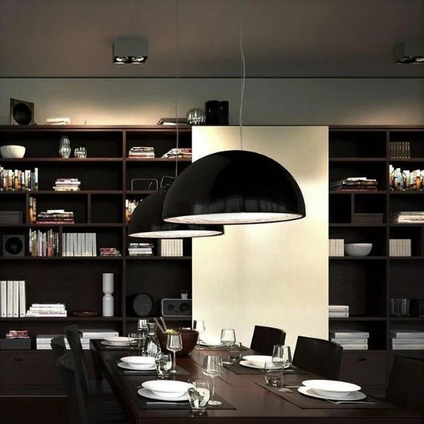 Suspension Industrielle Noire 40cm