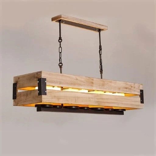 Suspension Industrielle Noire Et Bois 94 cm