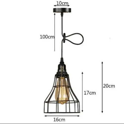 Suspension Industrielle Noire Vintage