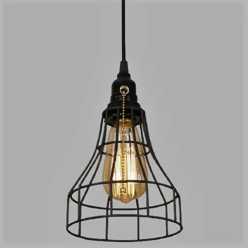 Suspension Industrielle Noire Vintage