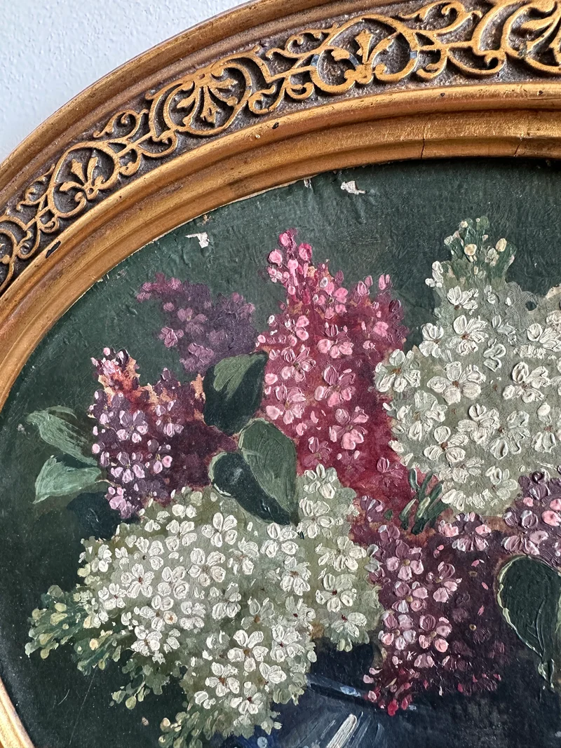 Peinture florale signée fin 19ème