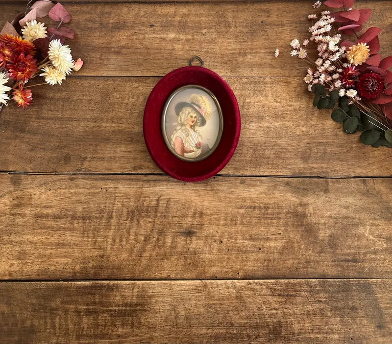 Miniature sur ivoire signée Duchesse de Devonshire d'après Gainsborough