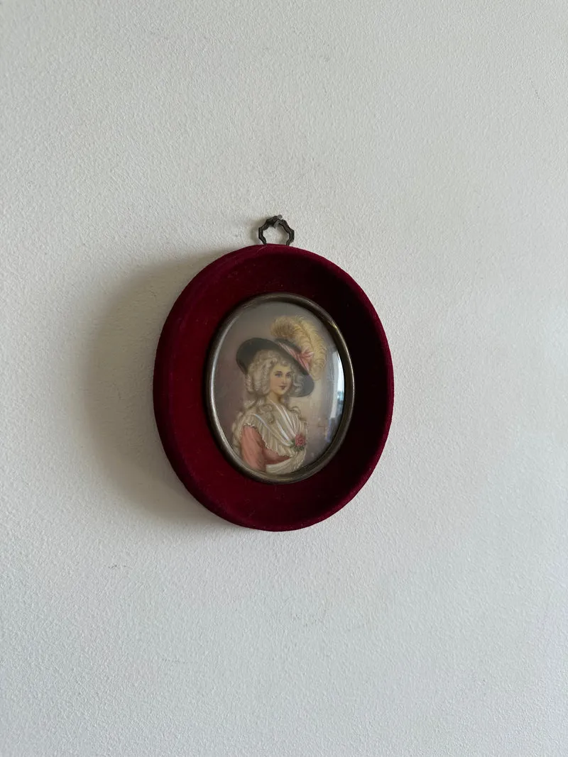 Miniature sur ivoire signée Duchesse de Devonshire d'après Gainsborough