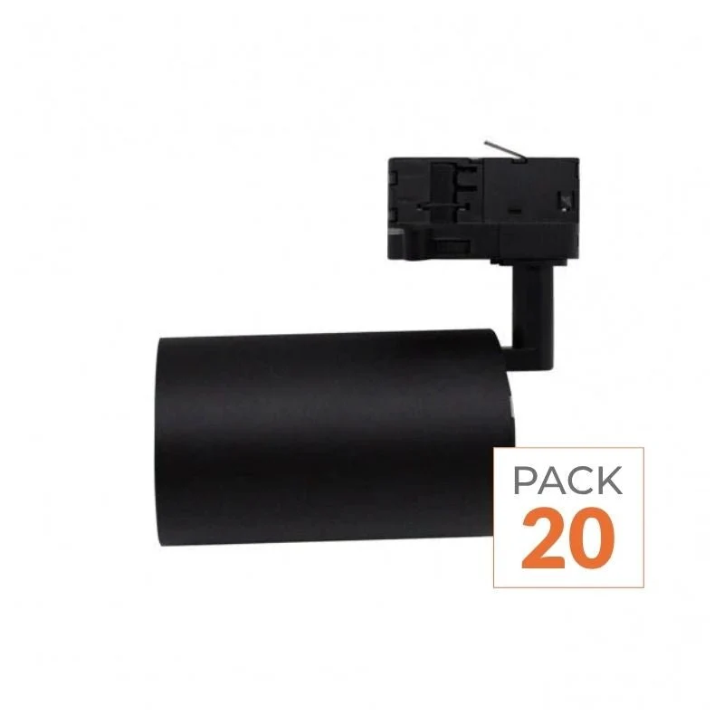 Spot LED sur Rail CCT Monophasé 30W 60° Noir - 3000K/4000K/6500K - Pack de 20