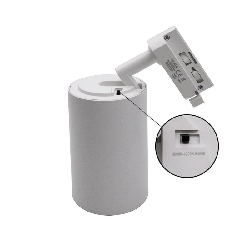 Spot LED sur Rail Triphasé CCT 30W 60° Blanc - 3000K/4000K/6500K - Pack de 20