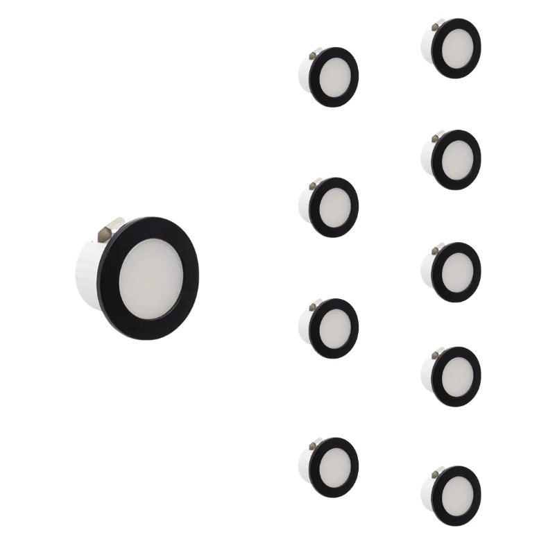 Mini Spot LED Encastrable 3W CCT Noir - 3000K/4000K/6000K - Pack de 10