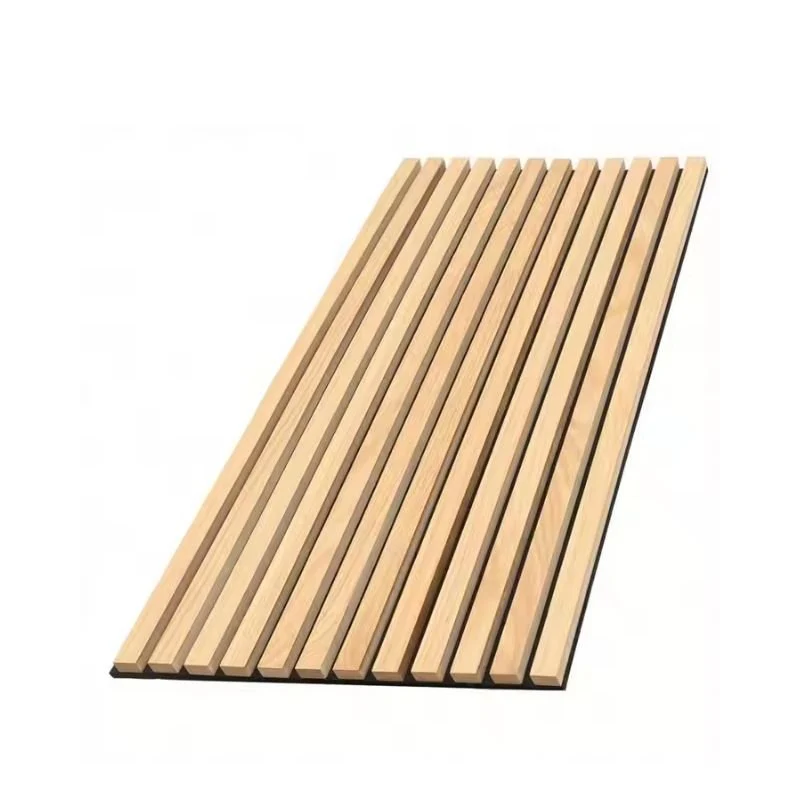 Lot de 6 Panneaux Acoustiques Muraux - Tasseaux Finition Chêne Blanc - Fond Noir - 240x60x2,2cm