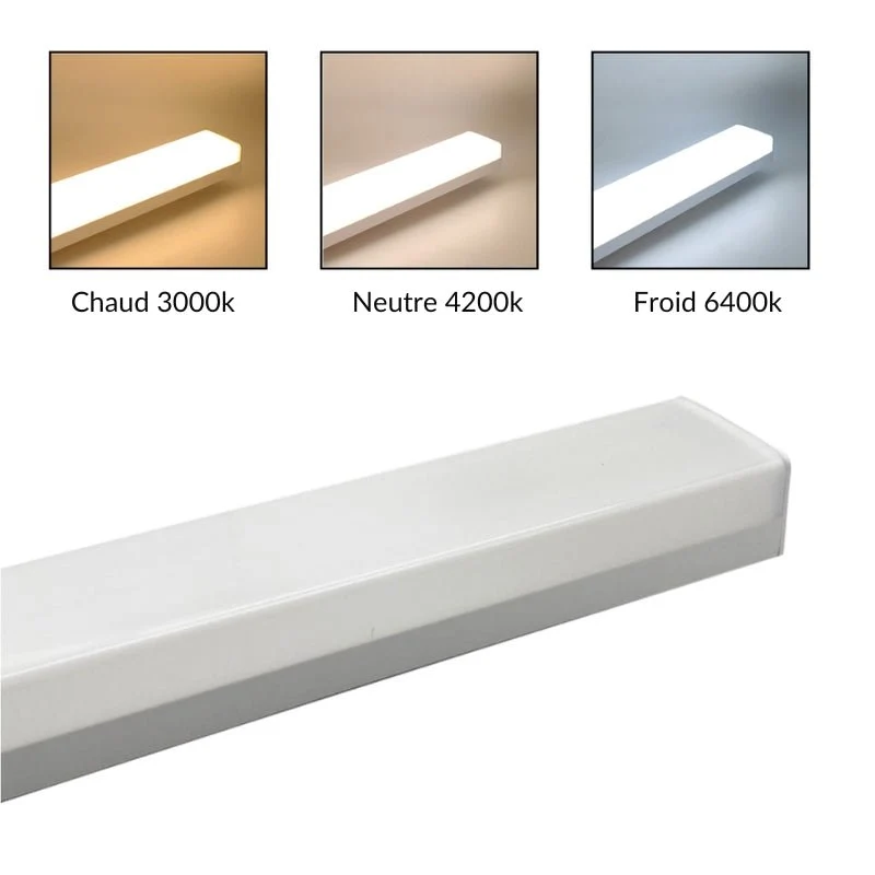 Réglette LED 120cm Blanche 48W IP20 CCT - 3000K/4000K/6000K - Pack de 10