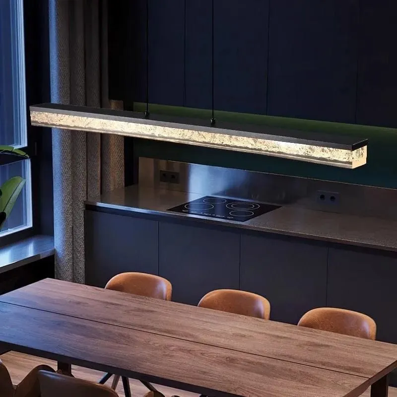 Longue Suspension LED noire ilot