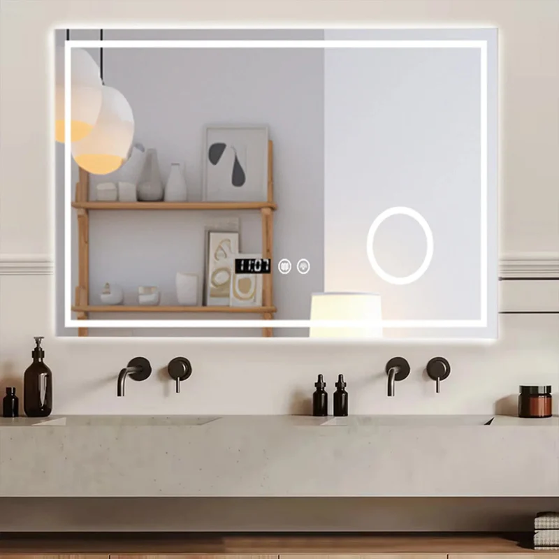 Miroir tactile LED et horloge