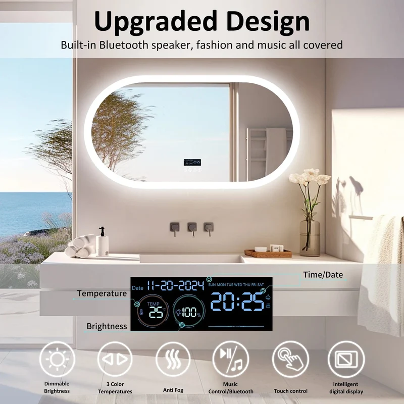 Miroir long ovale LED