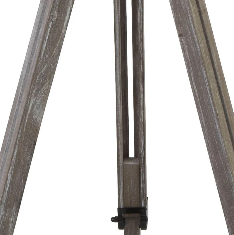 Lampadaire trépied EASEL bois abat-jour en lin