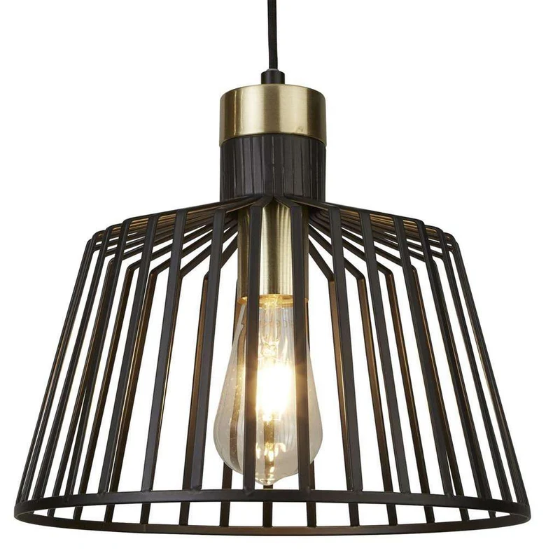 Suspension BIRD CAGE laiton satiné et noir Ø 30