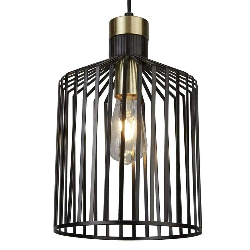 Suspension BIRD CAGE laiton satiné et noir Ø 22