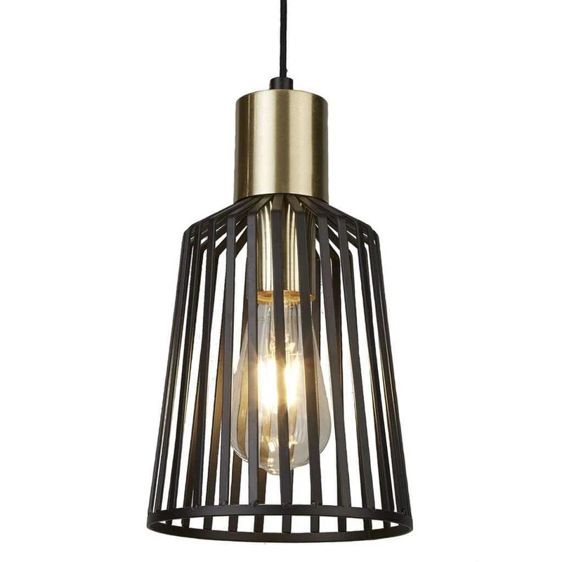 Suspension BIRD CAGE laiton satiné et noir Ø 16