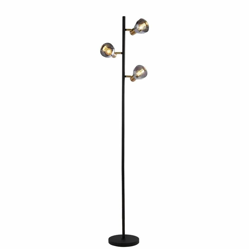 Lampadaire WESTMINSTER laiton et verre fumé