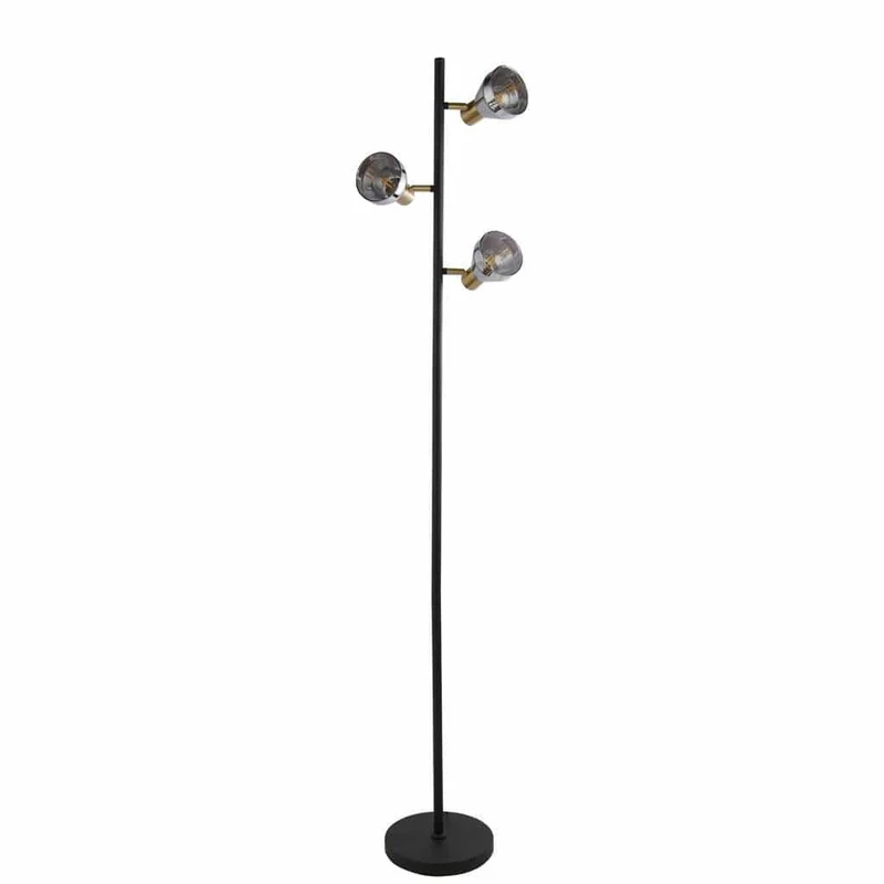 Lampadaire WESTMINSTER laiton et verre fumé