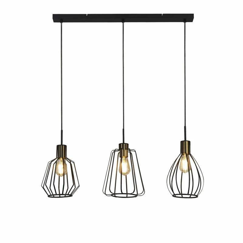 Suspension SENATOR trois abat-jour cage
