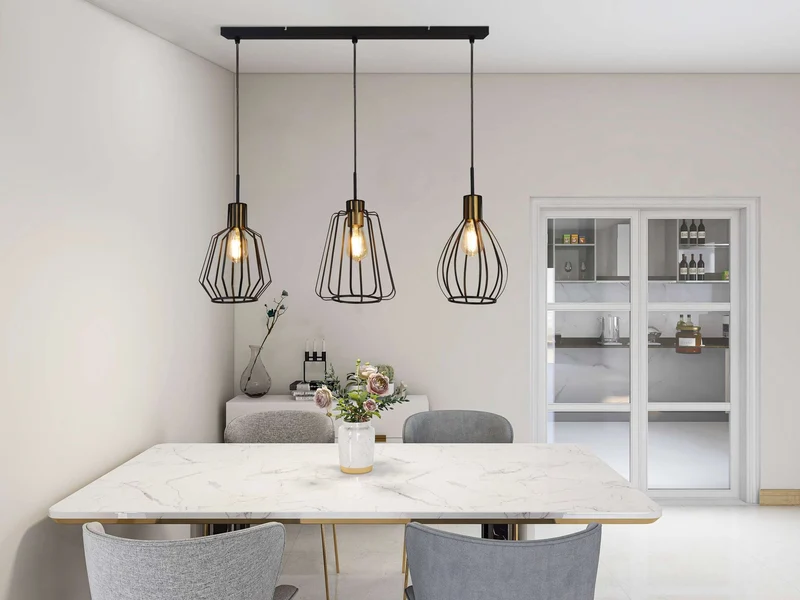 Suspension SENATOR trois abat-jour cage