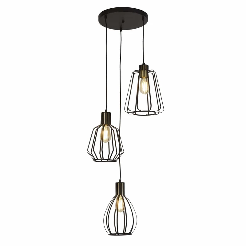 Suspension SENATOR trois abat-jour en forme de cage