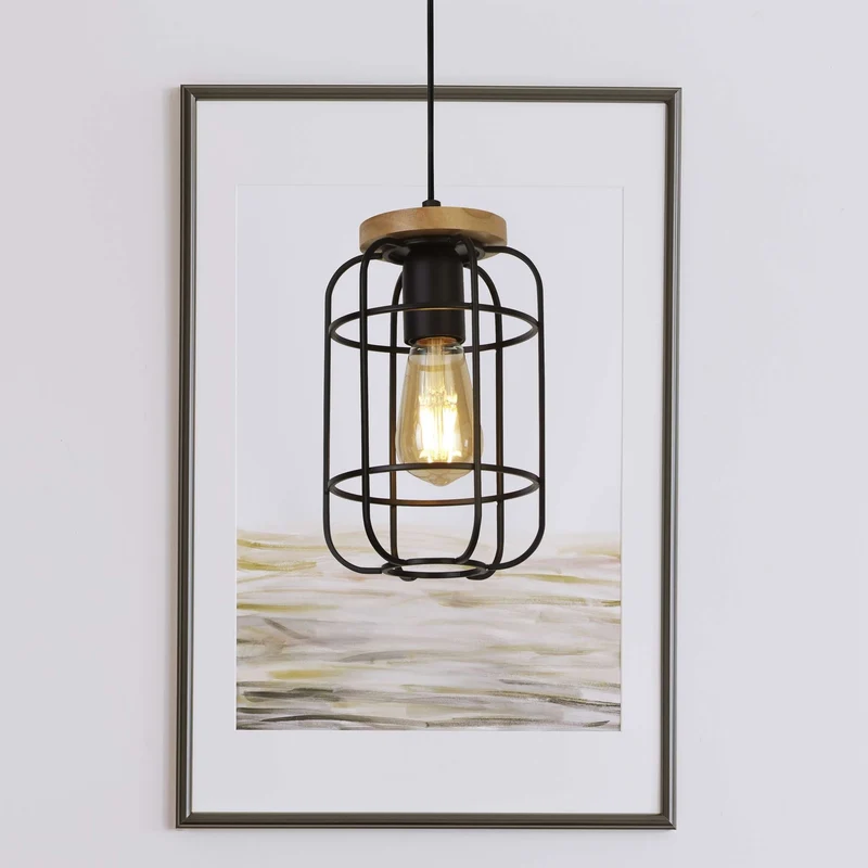 Suspension VISION 1 cage noire et bois