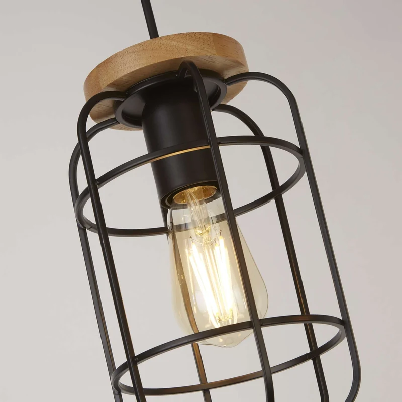 Suspension VISION 3 cages noires et bois